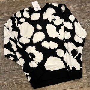 Nike Black White Cow Print Crewneck Sweatshirt New